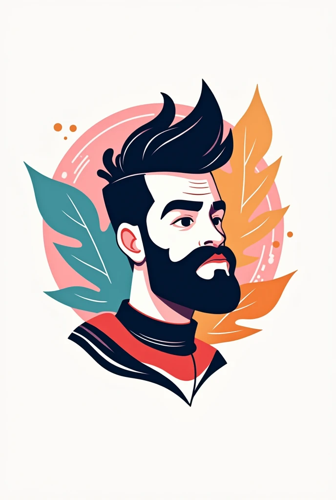 Logo for a barbershop with the name "Style Factory" that is creative and fresh for young people with abstract shapes and animated style