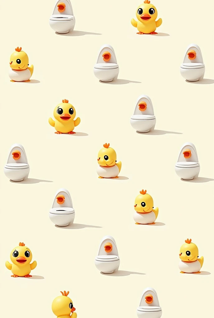 Create a pattern of toilets with ducks on top