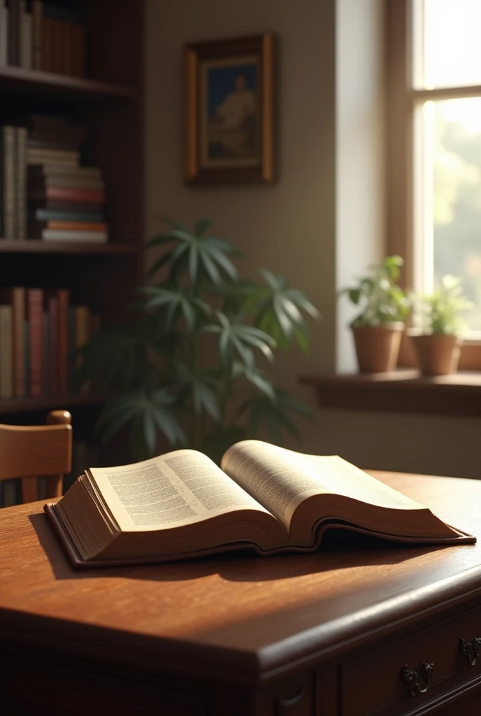 bible on desk with study environment