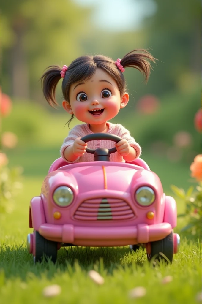 can you imagine a child riding in a pink toy car