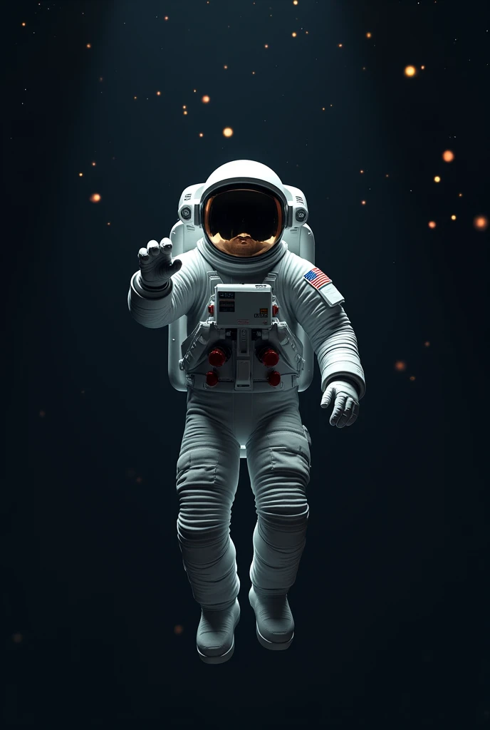 Astronaut floating with one hand forward, indicating (pare)