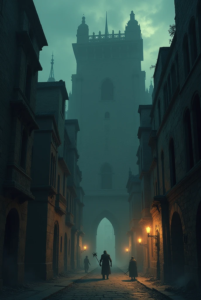 The ancient city was pitch black, lit only by torches and shadowy demons hiding in the corners of the buildings.