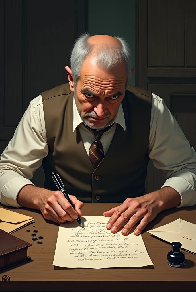 He knows how to write letters, but does not know where to put punctuation marks.