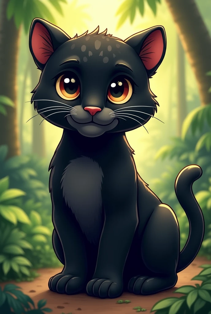 Cartoon of a nice and elegant old black jaguar