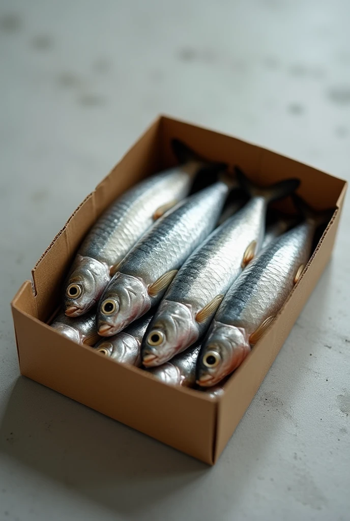 Canned sardines in a box