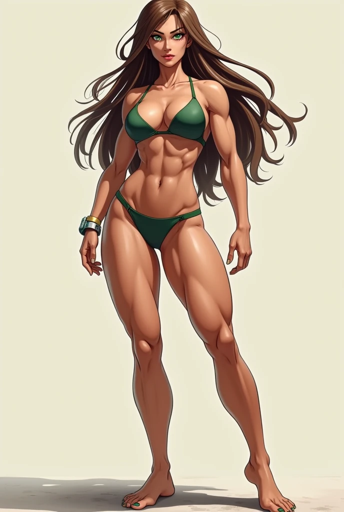 1 girl, bare shoulders, black hair, medium breasts, (muscular legs), (bare legs), white skin, muscular belly, wide hips, thin waist, (((clock eyes))), in the pool with the hot sun , (naked with hands on hips), (((being sexy))), full body, hair band, (((all wet))), (standing), heterochromia, black high heel shoes, lolita hairband, long hair, red eyes, mischievous smile, (sly look), only, symbol-shaped pupils, (Kurumi tokisaki), (twintails), yellow eyes