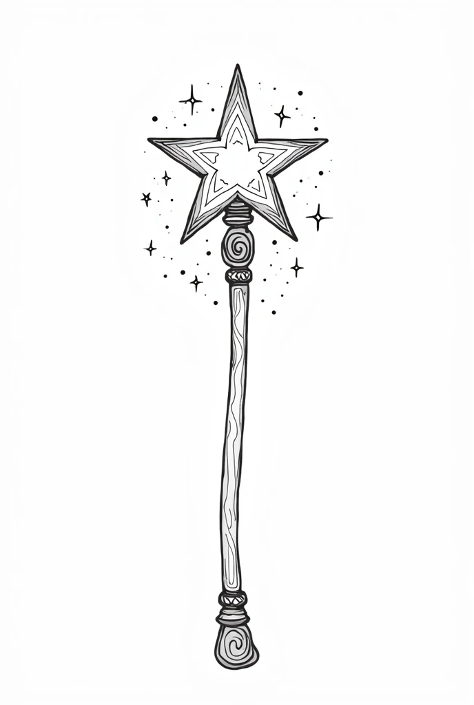 Magic wand with a star as a coloring page