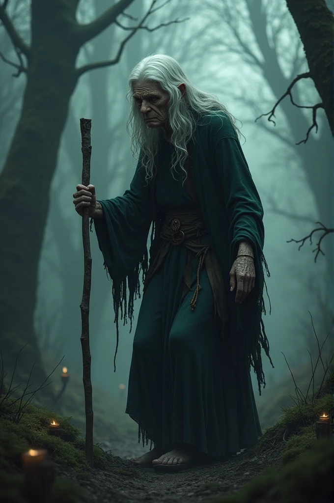 Create for me an image of an old, hunchbacked woman
