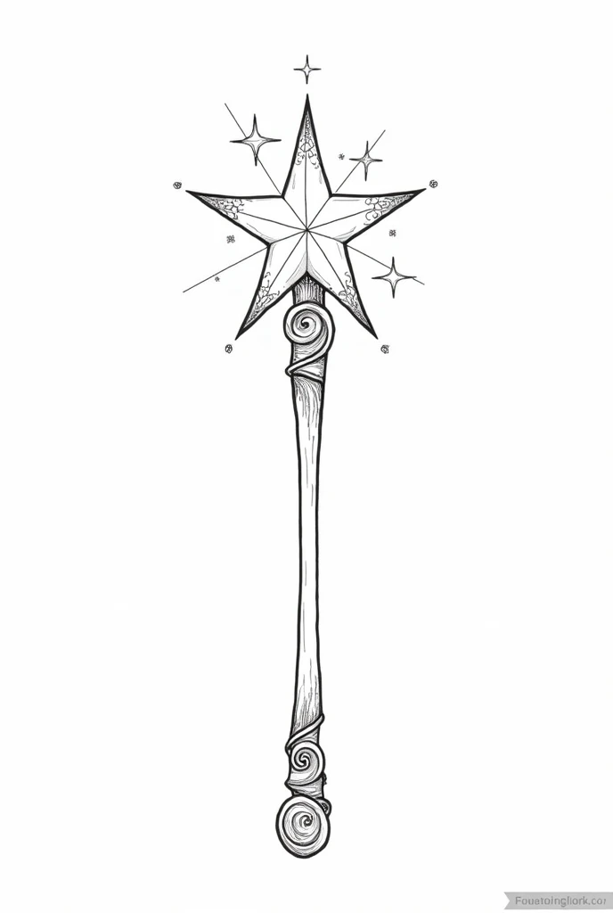 Magic wand with a star as a coloring page