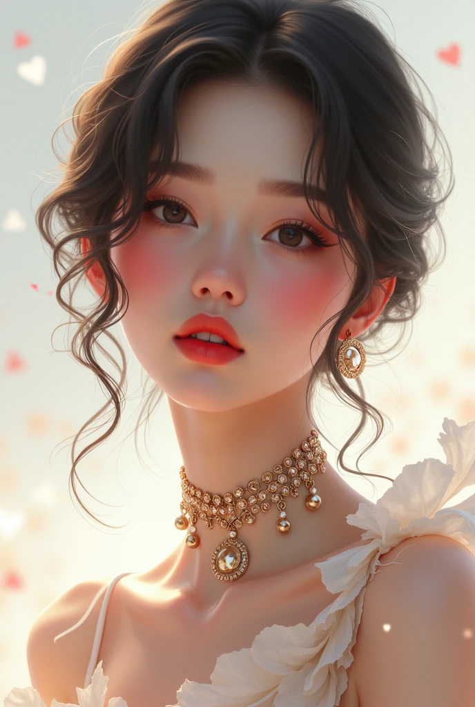 beautiful girl with hearts , beautiful, stunning ultra HD, fashion illustration