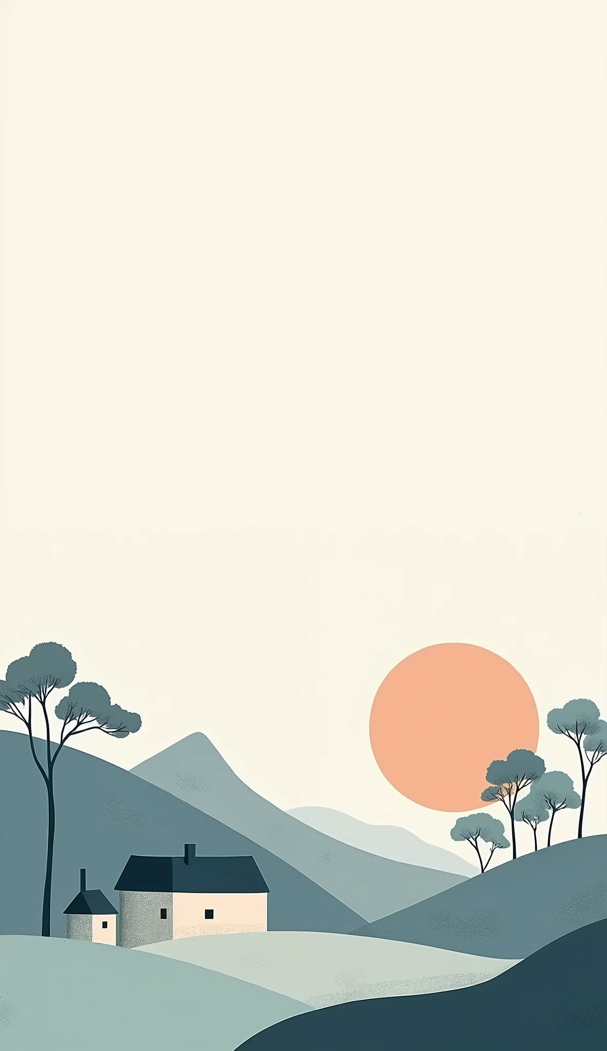 create beautiful minimalistic wallpapers for my smartphone with houses or trees or people