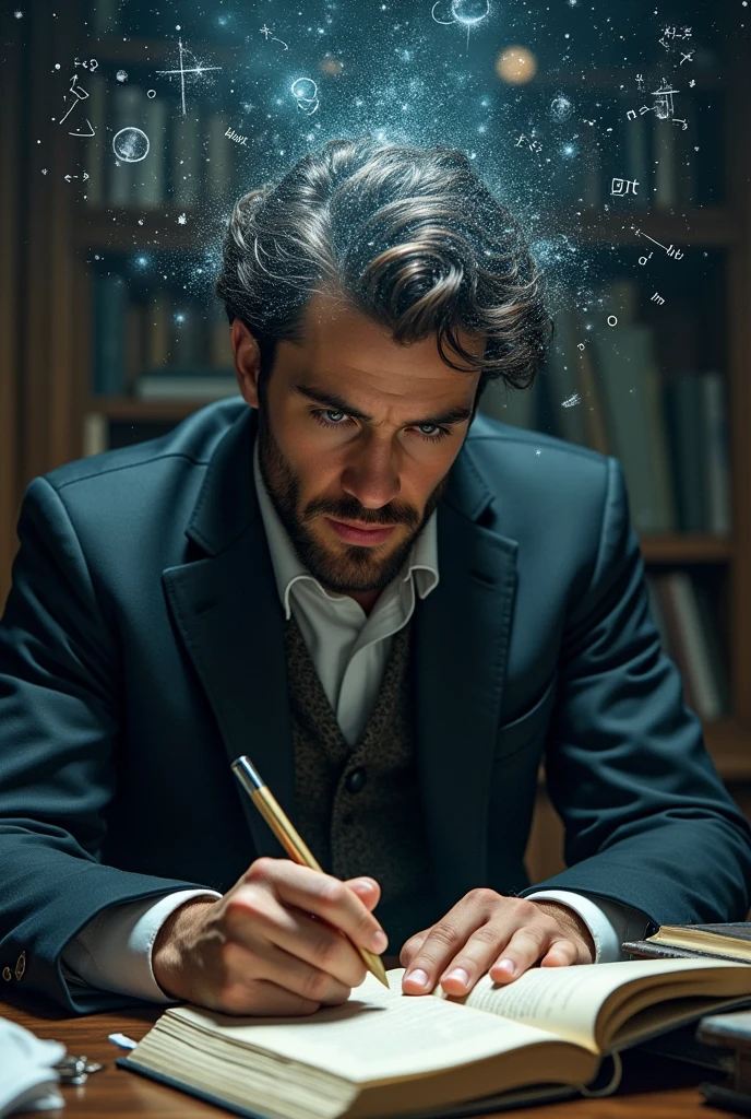 person studying physics 1 for engineering apart from the formulas coming out of his head
