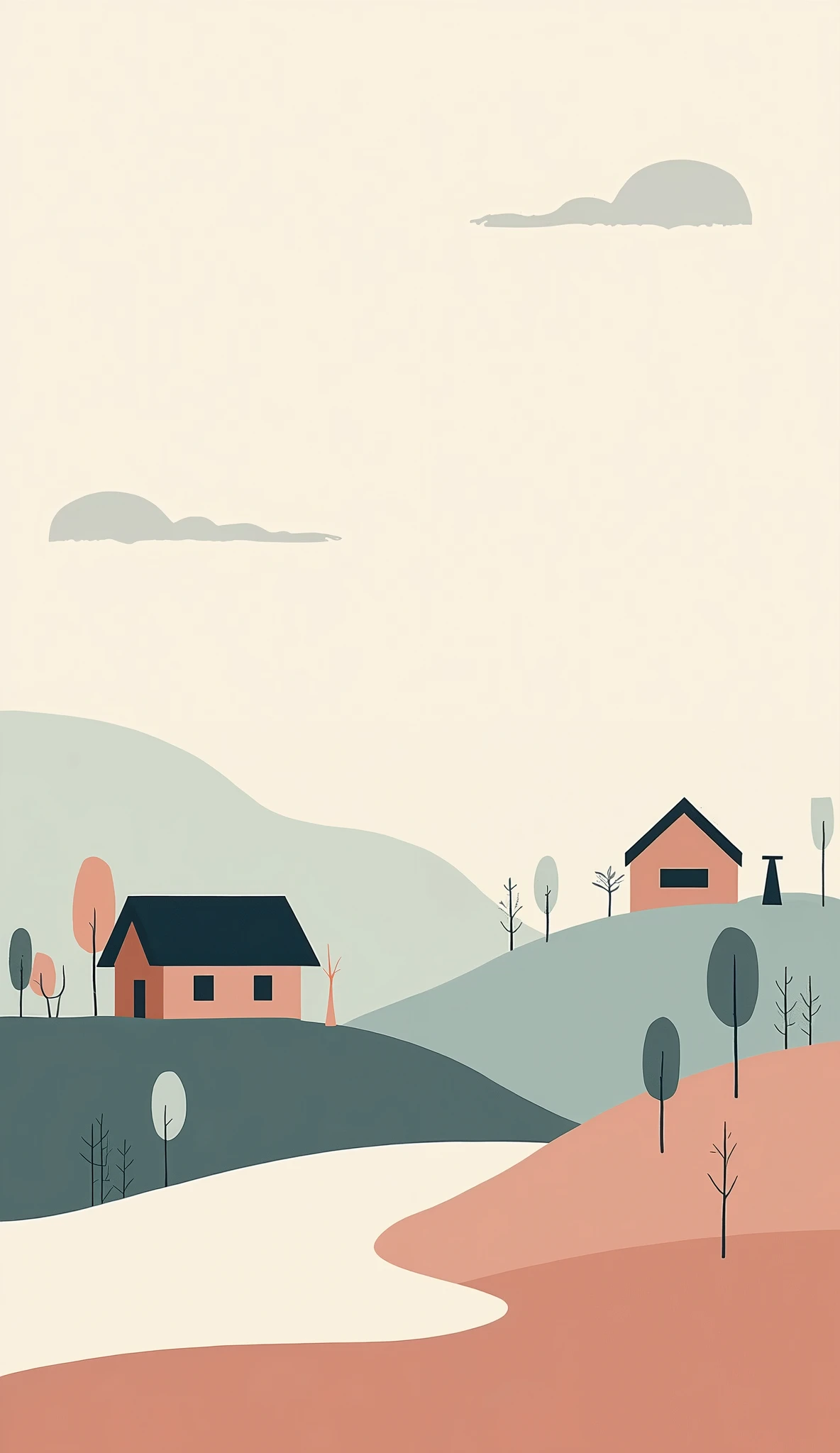 create beautiful minimalistic wallpapers for my smartphone with houses or trees or people