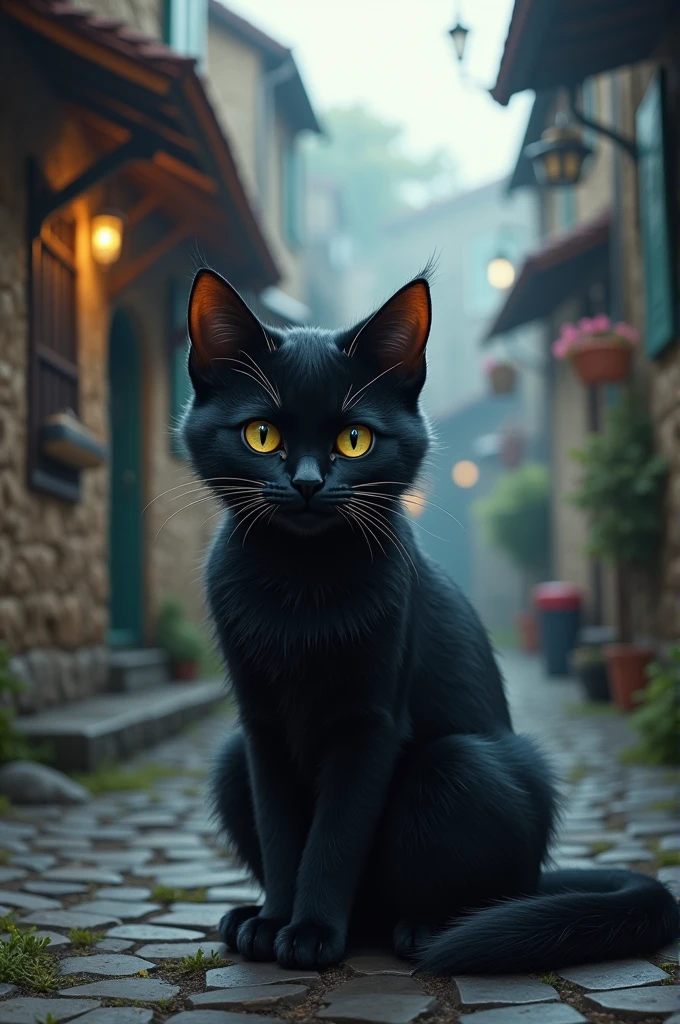 In a small town, there lived a black cat named Murzik. His fur was sleek and dark as the night, but despite his appearance, life was far from smooth for him.