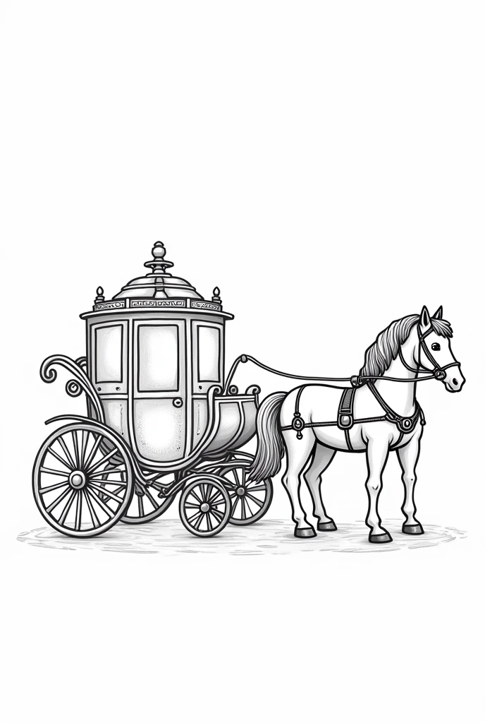 Horse-drawn carriage as a coloring page