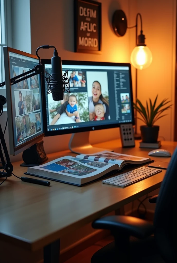Make a personal studio with pc and mic and photo album