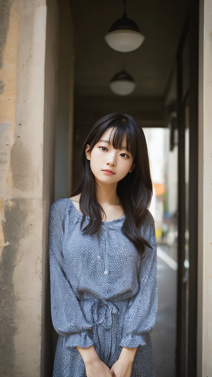 Portraiture、masterpiece:1.3、One person'S、Baby Face、Natural look、very cute、Brown Hair、Short Bob、Small red earrings、Fuller lips、No makeup、White T-shirt、Focus on the face、最high quality、High resolution、Very detailed、high quality、detailed explanation、8k、(((Blurred Background、White wall、White Background、White world、Flower illustration、Flower illustrationの壁、壁にFlower illustration、Flower illustrationが描いてある壁、Photo studio:1.5、Cinema Lighting、Professional Photographer)))