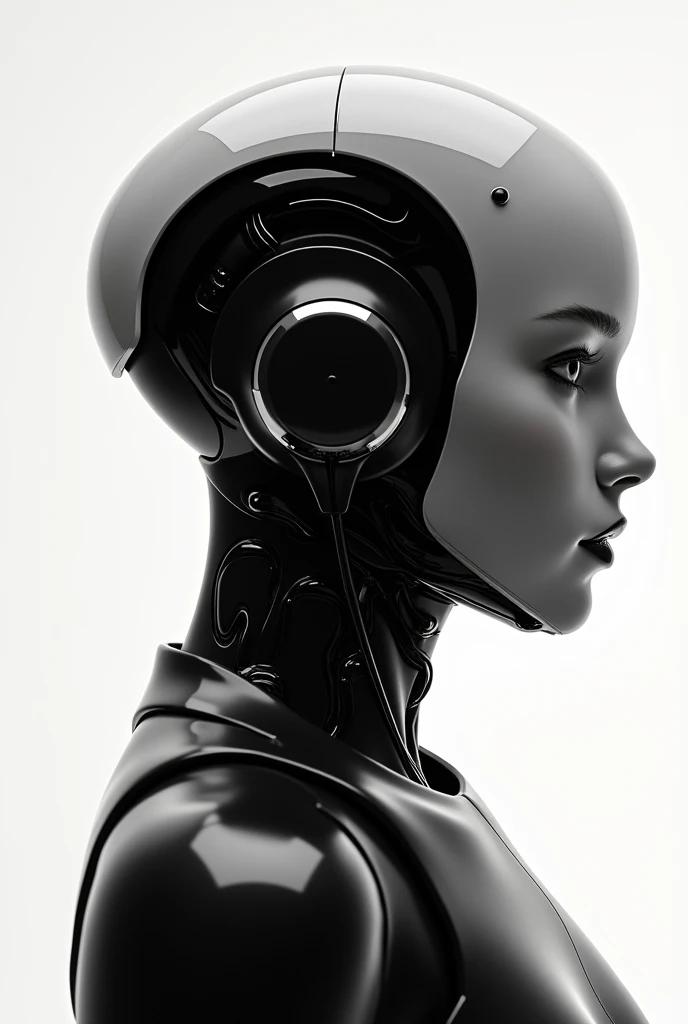 Professional black and white side profile of aiwearing headset