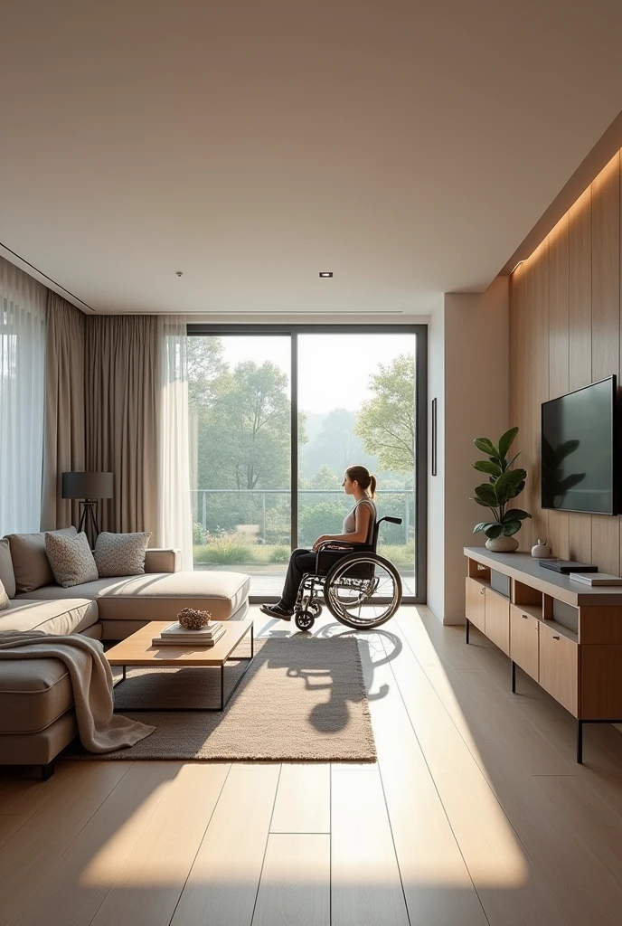 Model of a living room adapted for wheelchair users 
