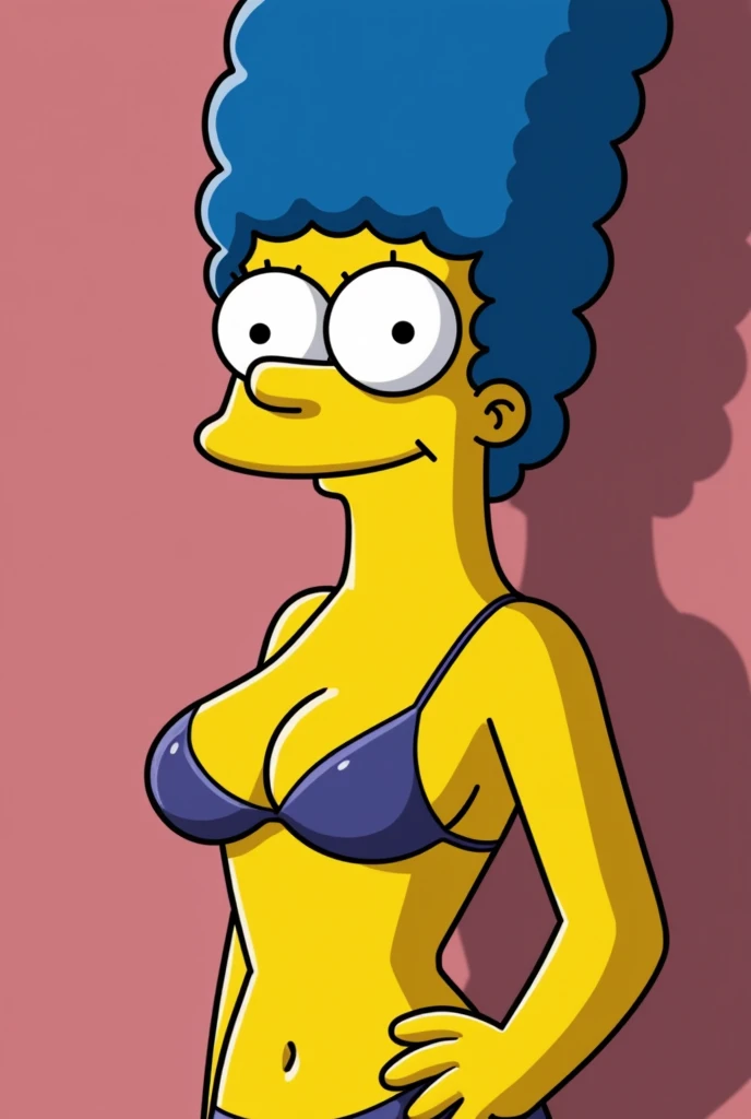 Marge simpson sexy thong with exposed breasts and buttocks standing in the Simpsons house