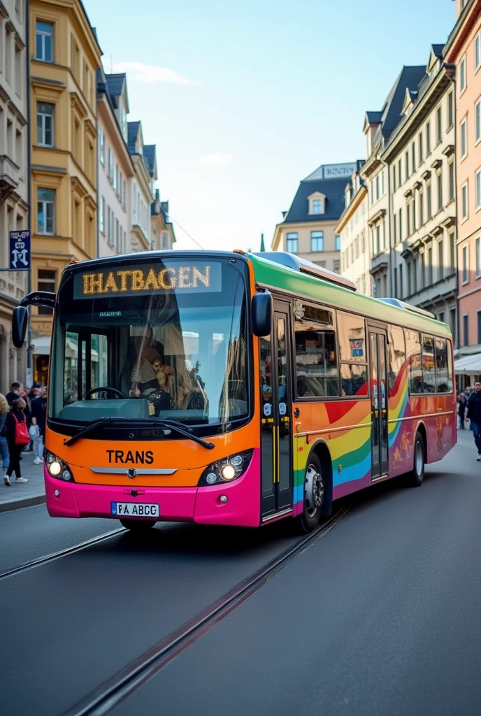 A minibus with letters that say TRANS ZURICH