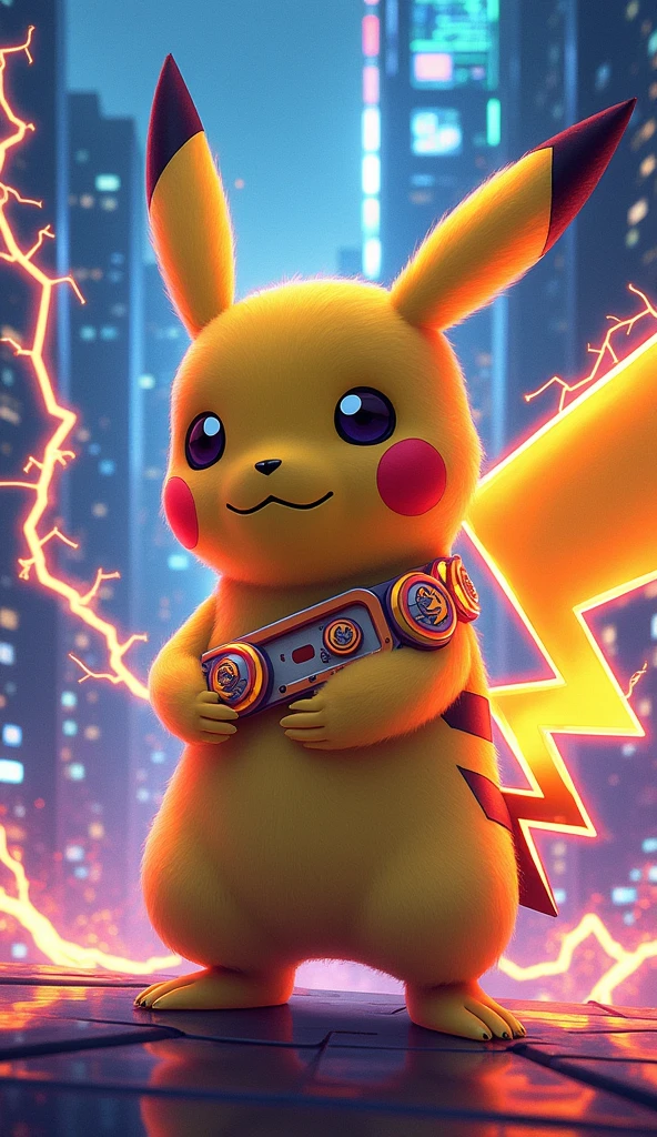 Pokémon Pikachu bracelet, Pikachu that generates electricity, Illustration Pokemon, Cyberpunk Pikachu, Pokemon art style, Cute, colorful and adorable, Concept art of Pikachu, 可爱的number艺术, Cute Pokemon style, Cartoon Vitality, Cute mouse Pokémon, 🌺 CG Society, Cute glowing creatures, Luminous Light! number, Pokemon anime style, 可爱细致的number艺术