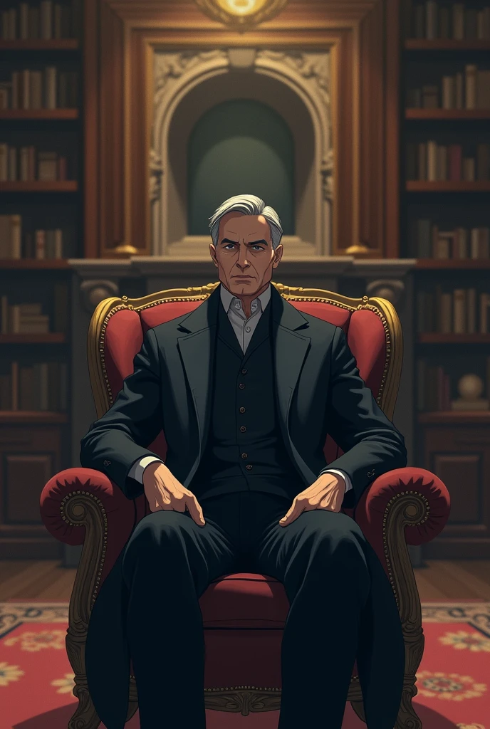 Modern Dracula sitting in a comfortable chair, tomando um vinho e lendo um livro, HDR, realista, Sombra realista, Contraste suave, best ilumination, fundo sala de um castelo sombrio, roupas sociais, red demonic eyes, normal hands, pale face, pale skinned