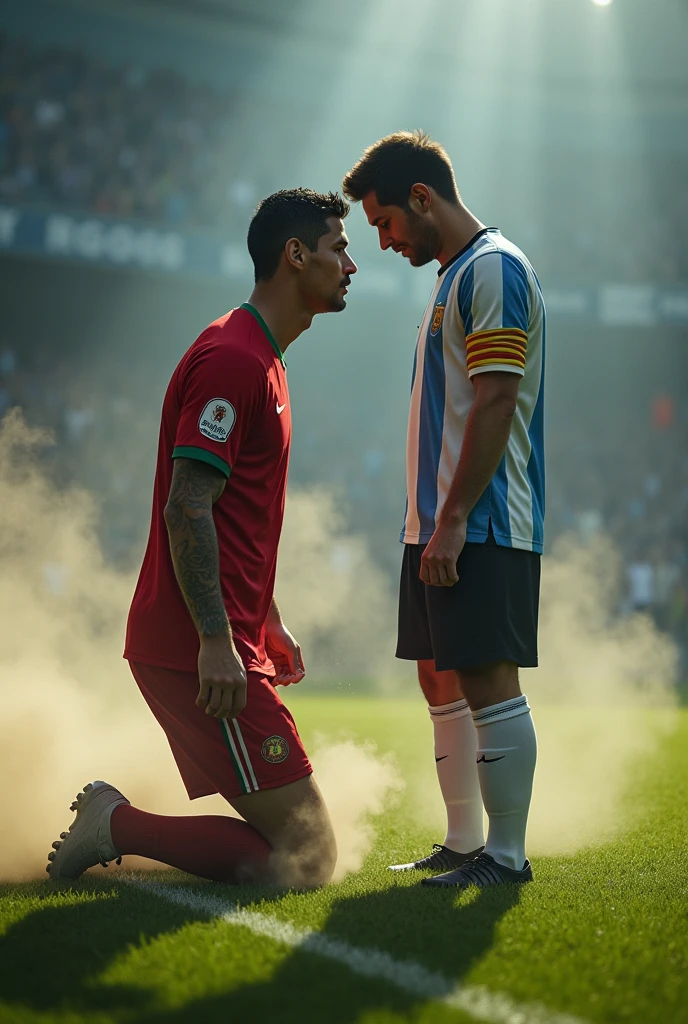 Ronaldo down infront of messi