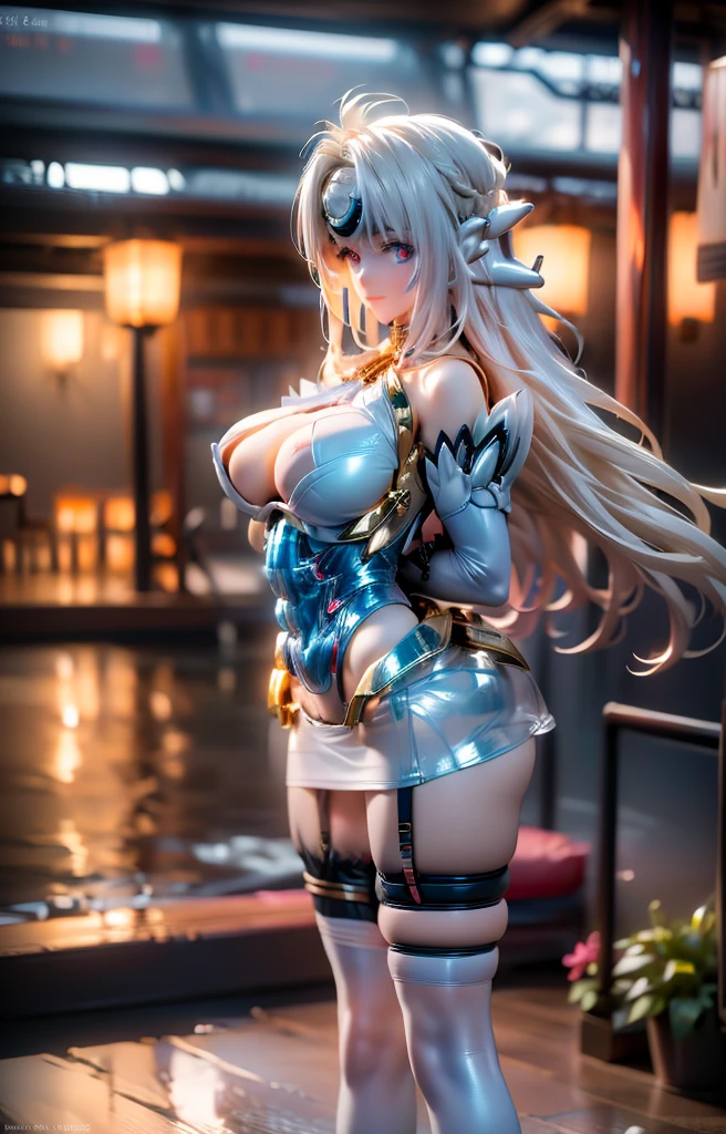 (masterpiece:1.2, Highest quality), (Realistic, photoRealistic:1.4), Beautiful illustrations, (Natural Side Lighting, Cinema Lighting), Looking at the audience, Upper Body, (Front view), 1 girl, Perfect Face, Symmetrical cute face, Glowing Skin, Baby Face, Long eyelashes, (Large Breasts), (Wide Hips),Beautiful Hair, Beautiful Face, Beautiful and beautiful eyes, Beautiful body, Beautiful breasts, Beautiful thighs, Beautiful legs, Beautiful fingers,(Beautiful views),(Cute Smile:1.2, Superior),Knee socks,Layered skirt,(Clothing Belt:1.5),((Sexy Bondage Cosplay:1.5)),Bikini Tops