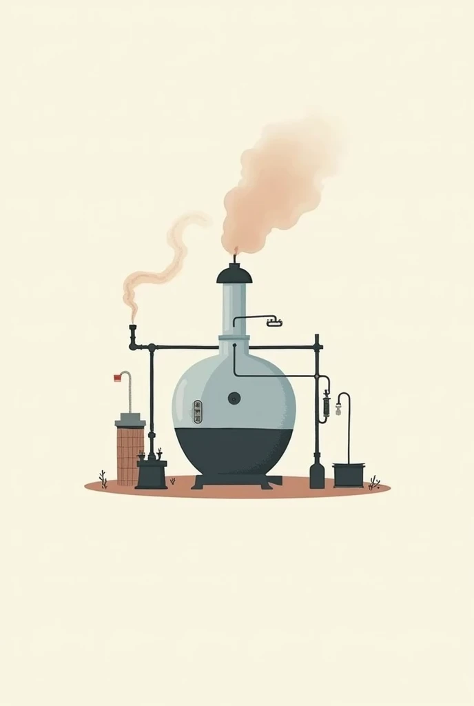 traditional distillation process, simple drawing few colors, Logo