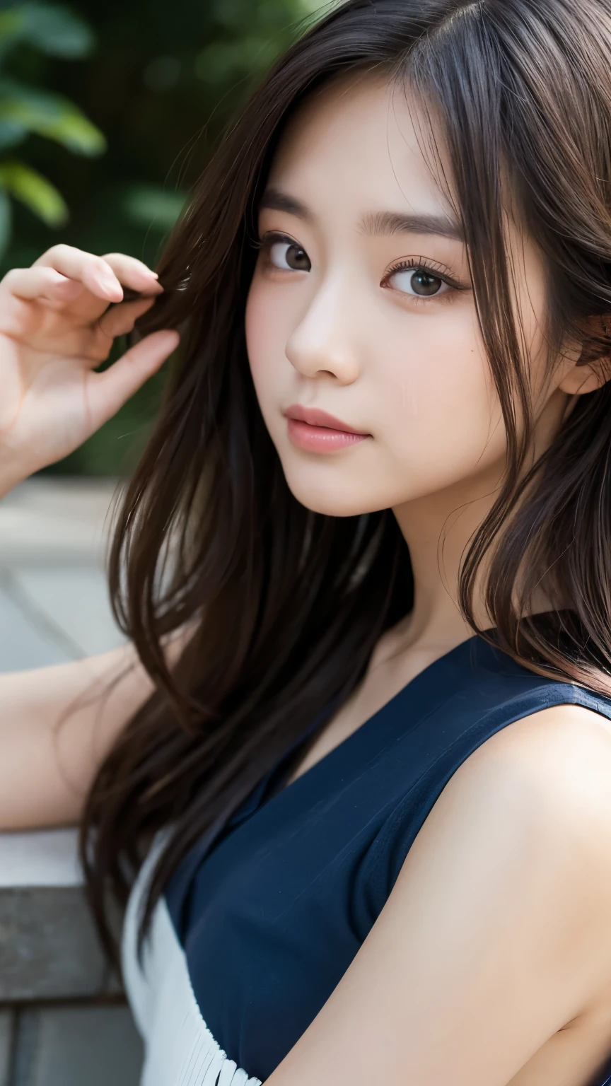 Portraiture、masterpiece:1.3、One person'S、Baby Face、Natural look、very cute、Brown Hair、Short Bob、Small red earrings、Fuller lips、No makeup、White T-shirt、Focus on the face、最high quality、High resolution、Very detailed、high quality、detailed explanation、8k、(((Blurred Background、White wall、White Background、White world、Flower illustration、Flower illustrationの壁、壁にFlower illustration、Flower illustrationが描いてある壁、Photo studio:1.5、Cinema Lighting、Professional Photographer)))