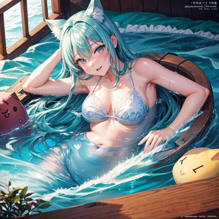 lum, sexy, best quality, masterpiece, beach, ocean, (blowjob with slime tentacles: 1.5), ((white one-piece swimsuit)), the viewer, Frightened, slime, Idol stage, Sunlight, (Raped by slime tentacles: 1.2), Restraints, Spread legs, (Crotch with slime tentacles inserted: 1.5), cum shots, breasts out, (NSFW: 1.2), big boobs, slime tentacles in mouth