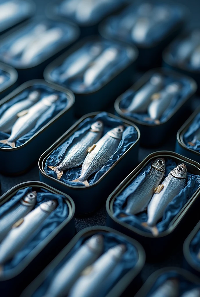 Canned sardines that were previously preserved in cans but are now preserved in paper boxes, with dark blue packaging reminiscent of the sea, with the brand name which is “beta sardines”.