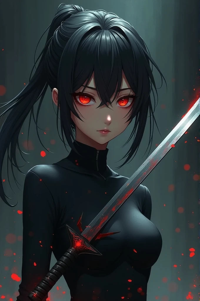 Female anime,angle,sword,murderous eyes