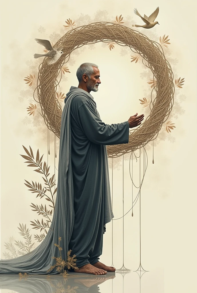 Give me a design for men, that its main theme is weaving Peace, that is conceptual, actual, very contemporary.