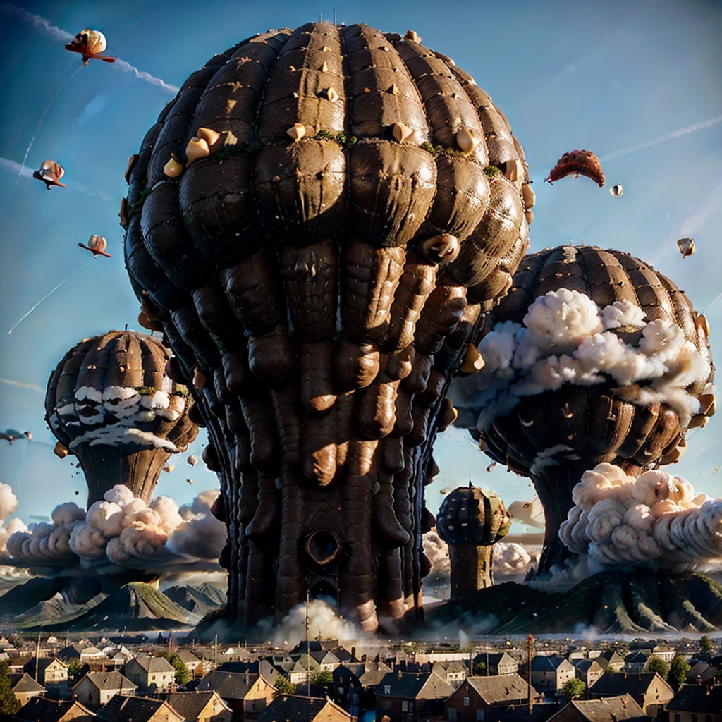 In a tiny town there are gigantic big poop sausages and piles of poop in the middle of the town The gigantic poop towers over every building The big fat, plump poop sausage bubblegum inflates and towers over the whole town Gigantic bubblegum poop bubbles are inflating in the small, tiny town Gigantic poop floods the town The gigantic poop flood is coming towards the tiny town The poop inflates to a gigantic size The cockroach mountains are devouring the buildings in the town The gigantic poop swells up to a gigantic size and towers over the whole world The gigantic poop is inflated to such a gigantic size It rules the whole world like a king The gigantic octopus is growing over all the towns and growing over the whole world over the whole planet It is flooding all the towns with a gigantically bigger, high poop flood The poop is the size of a planet Taller than the castle It towers over the clouds And the poop towers over several cities