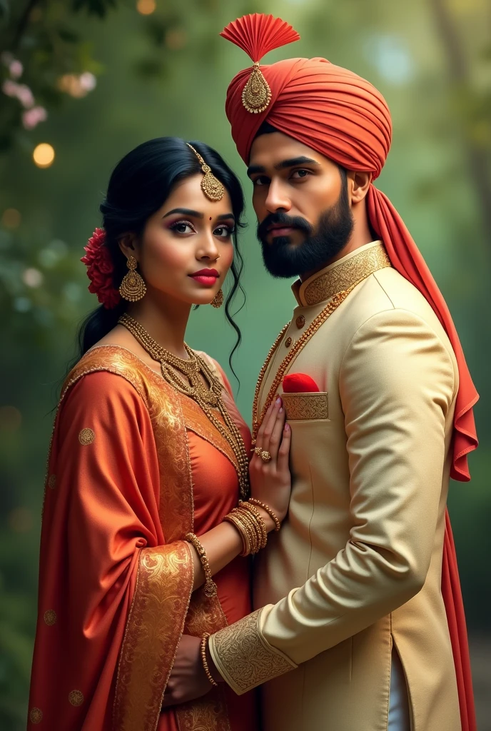 Indian young couple with hand seikh
