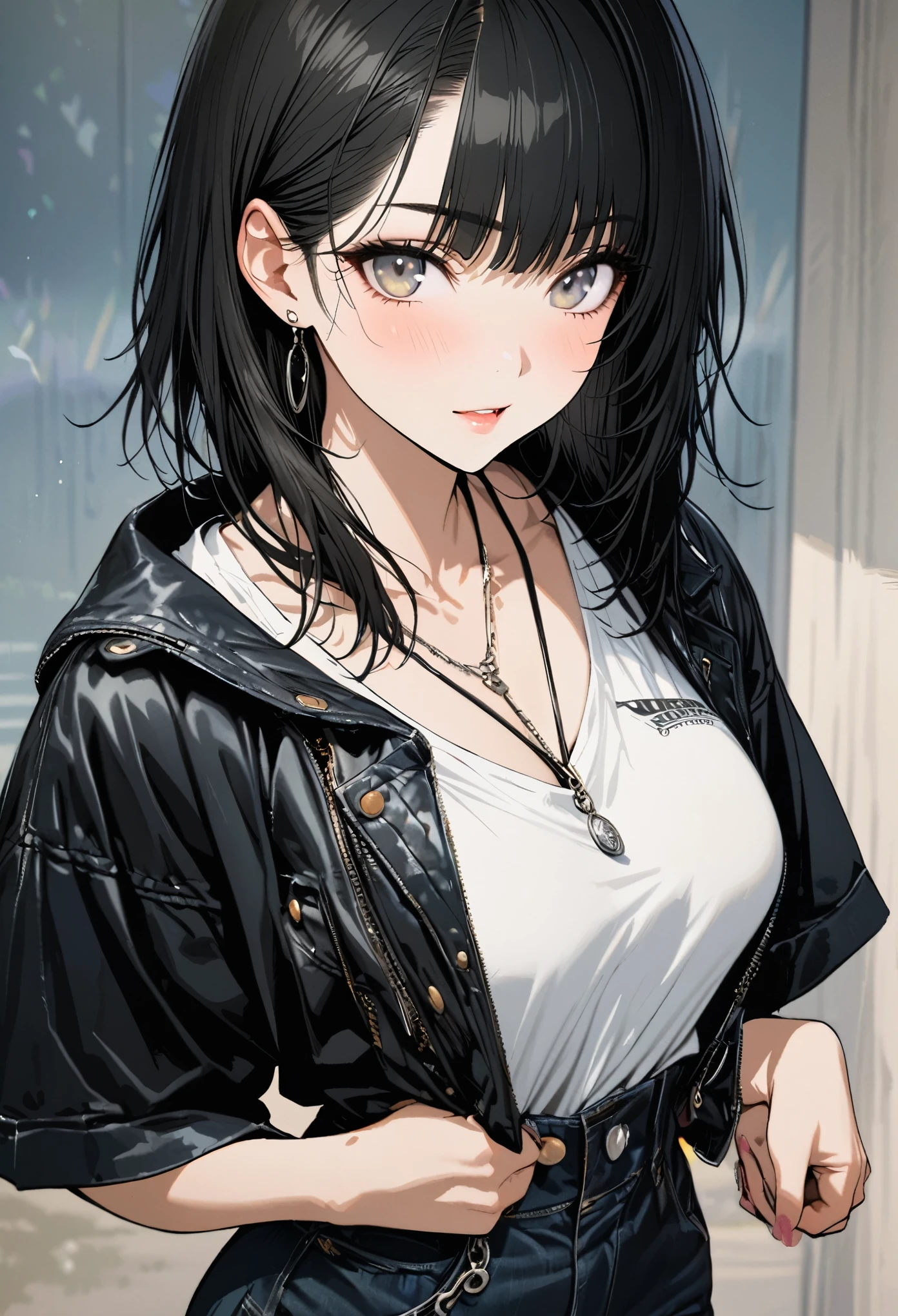ultra detailed, 16k, master piece, 1 woman, young, 20years old, boyish, black hair, stylish, beautiful