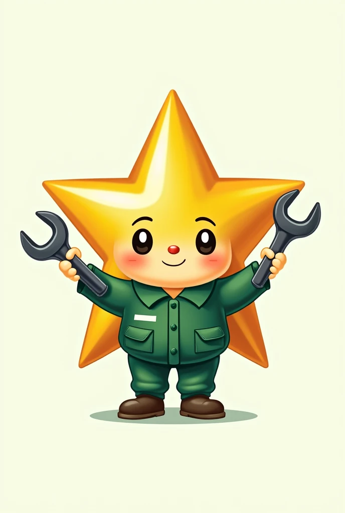 Design a mascot for a company called 'Rei dos Consertos,' specializing in residential and commercial maintenance services. The mascot should be a three-pointed crown with a friendly, childlike face. The crown itself should be golden and should resemble a star in form, with a face in the center. The crown should have no body, only the crown with arms holding a wrench and a screwdriver, representing the company's expertise. The overall design should be limited to the crown shape with the face, without any additional body parts. The tools and other details should use the colors #0b3d2c (dark green), #00a651 (bright green), and #ffffff (white). The design should be approachable, emphasizing reliability and expertise