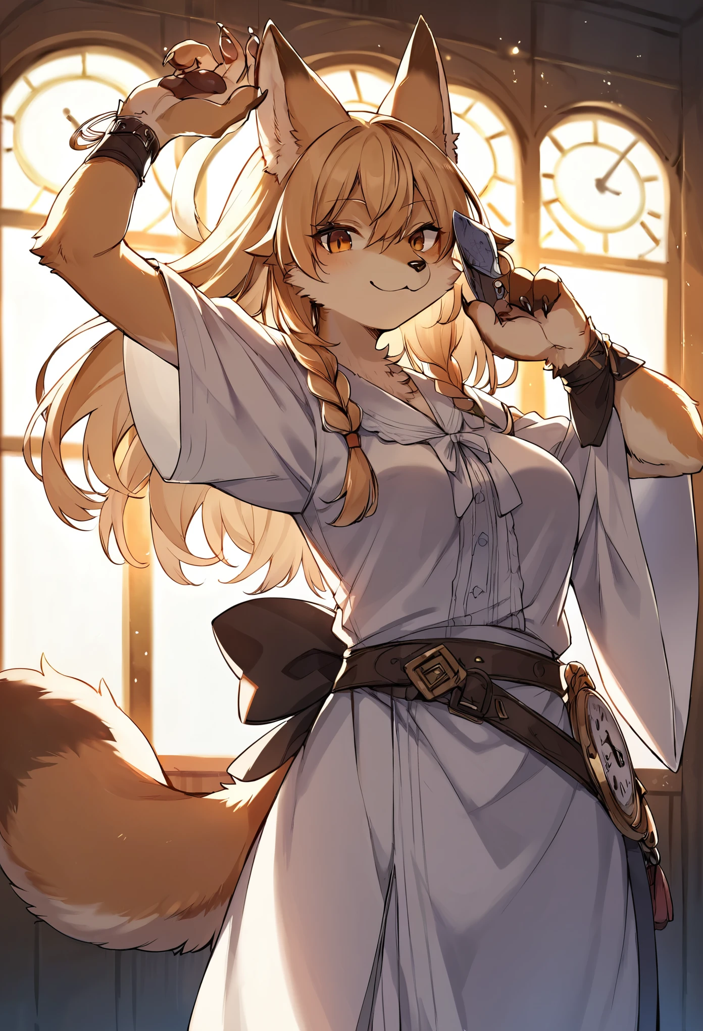 (masterpiece, best quality) detailed, 1girl, solo, maid, skirt lift, clothes lift, hearts, steamy, steamy breaths, steam clouds, afro hair, mini skirt, bare shoulders, dog ears, dog tail