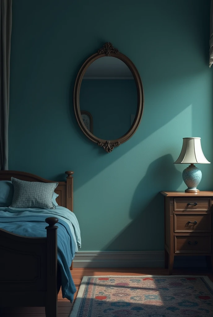 Visualize an eerie, quiet scene of Emily’s bedroom, now empty and undisturbed. The wall where the mirror once hung is blank, with no trace of the mirror remaining. The room feels strangely lifeless, as if something vital has been taken away. The atmosphere should be unsettling, with a sense of unresolved horror.
(Image style 3D animation, Vibrant, hyper realistic, 8K ULTRA HD pixel style, disney style, cinema 4D)