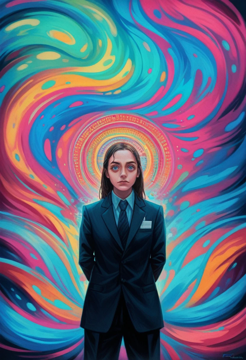 1girl, big eyes, psychedelic, abstract art, highly detailed,ultra-fine painting,sharp focus,physically-based rendering,extreme detail description,professional,vivid colors,bokeh,surreal,dreamlike,hallucinogenic,iridescent,neon colors,glowing,kaleidoscopic,mind-bending,trippy,psychedelic patterns,abstract shapes,fluid forms,mesmerizing textures