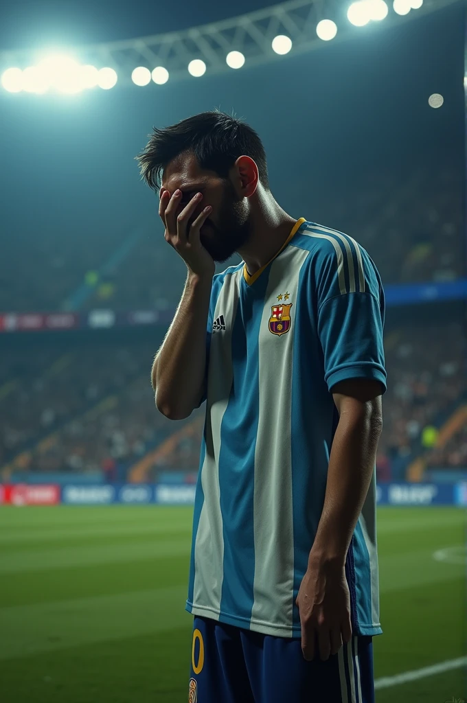 Messi crying because he lost a match 
