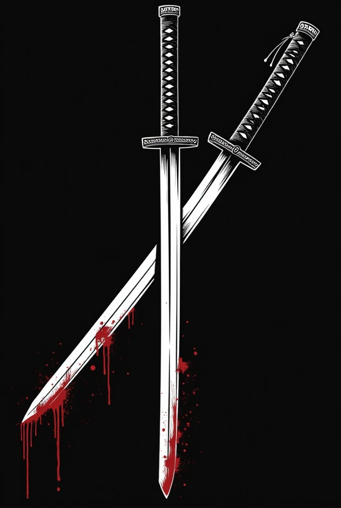 Katana with blood in black cartoon style for t shirt