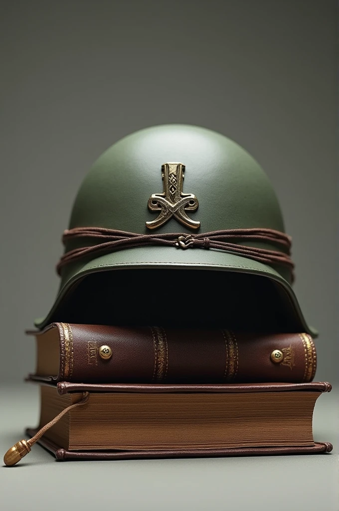 A military helmet and a Bible 