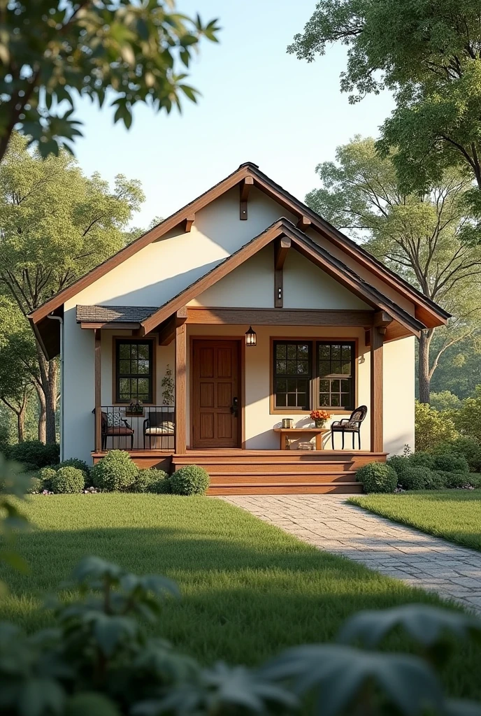 Design a nice house on a sloping plot, a simple house, in photo mode