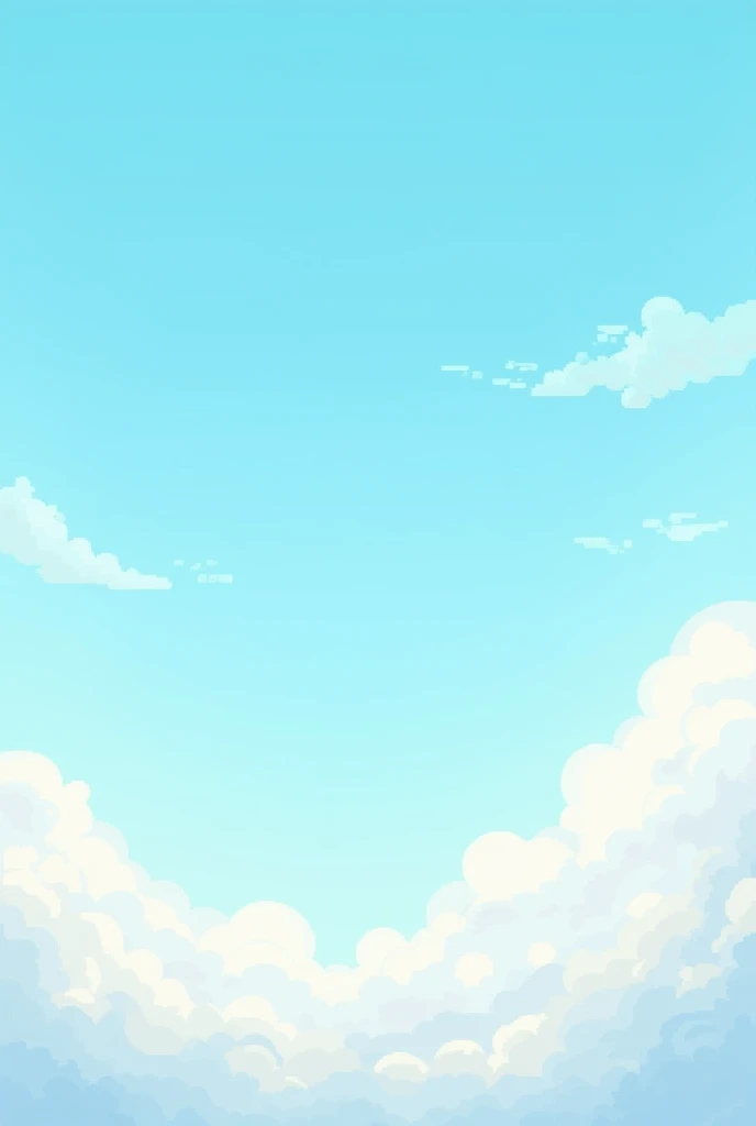 A beautiful blue sky with white clouds in a pastel pixel art style