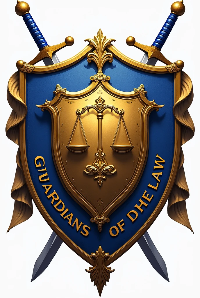 Lord of Justice Protection Unit (LJPU) EmblemDesign:Shield Symbol: A golden shield with an engraved scale of justice in the center, symbolizing balance and authority.Color Scheme: Royal blue and gold, representing justice and nobility.Motto: "Guardians of the Law" inscribed at the bottom in elegant script.Background: A pair of crossed swords behind the shield, indicating readiness to protect and uphold justice.