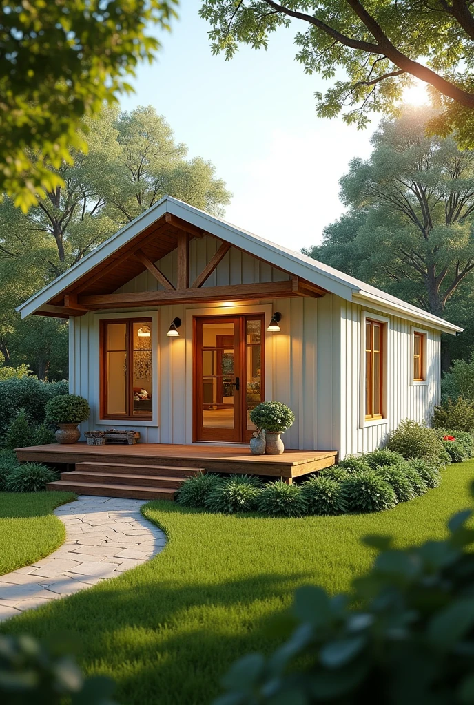 Design a nice house on a sloping plot, a simple house, in photo mode