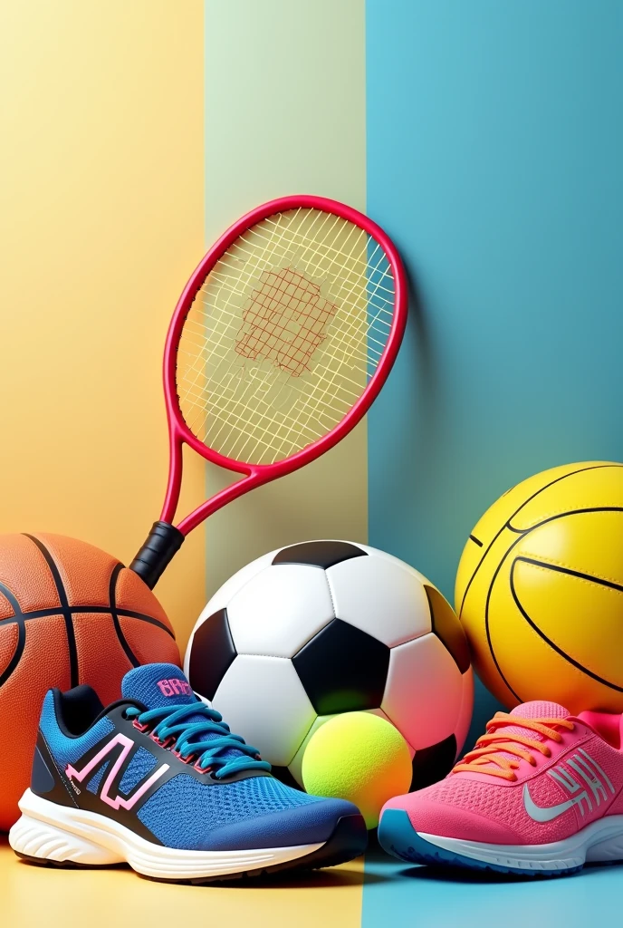 A mix of sports equipment 
